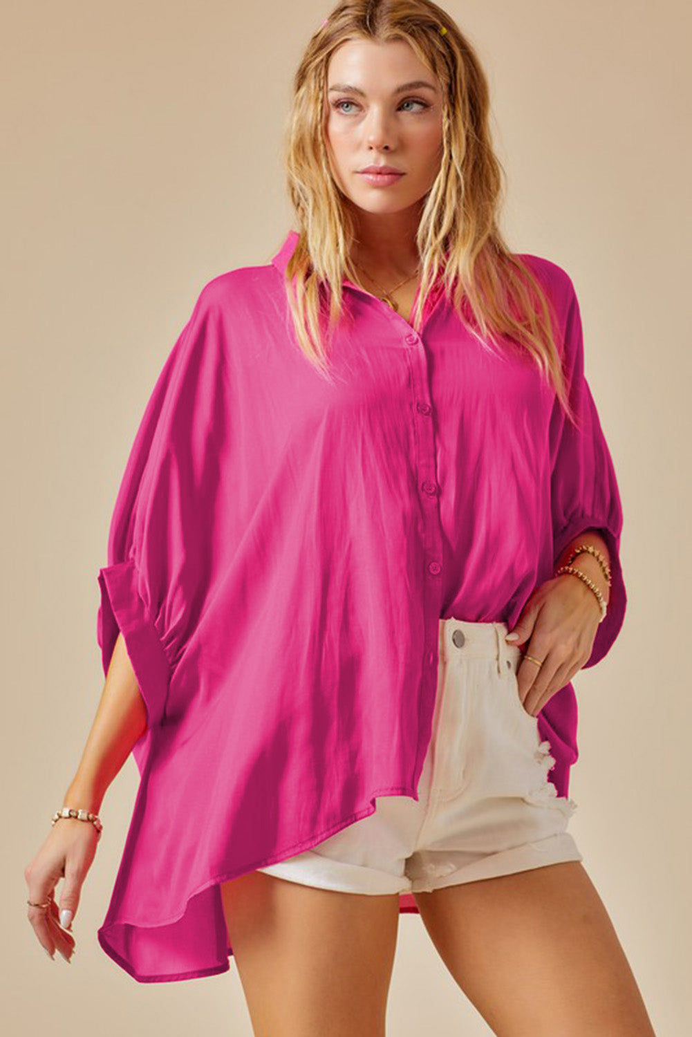 Casual Dolman Oversize Button Shirt *