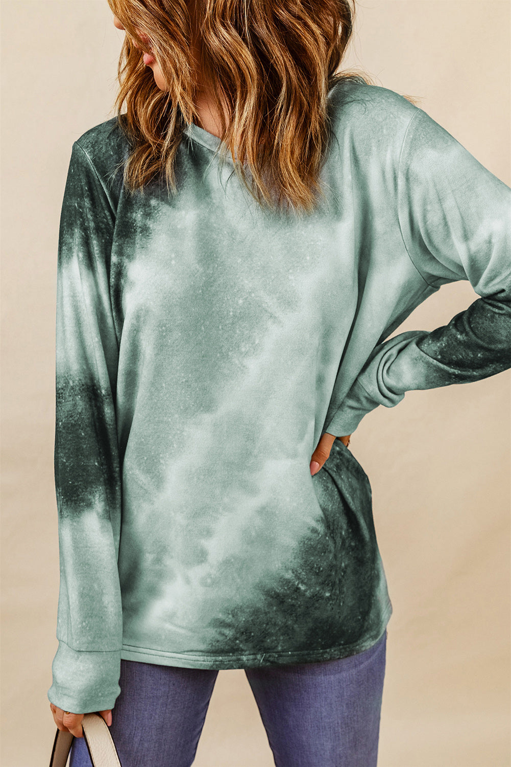 Ombre Grey Tie Dye Casual Long Sleeve Sweatshirt *