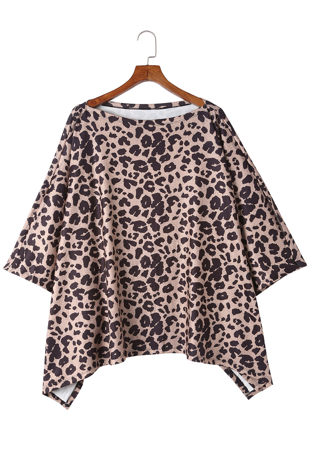 Cheetah Poncho Style Casual Oversized Tunic Top *