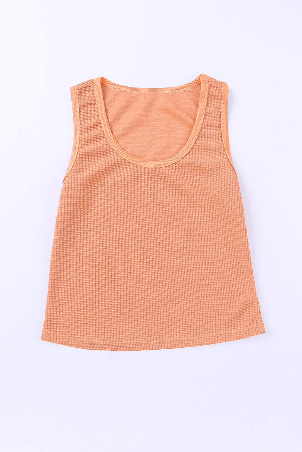 Grey Plain Basic Waffle Knit U Neck Tank Top