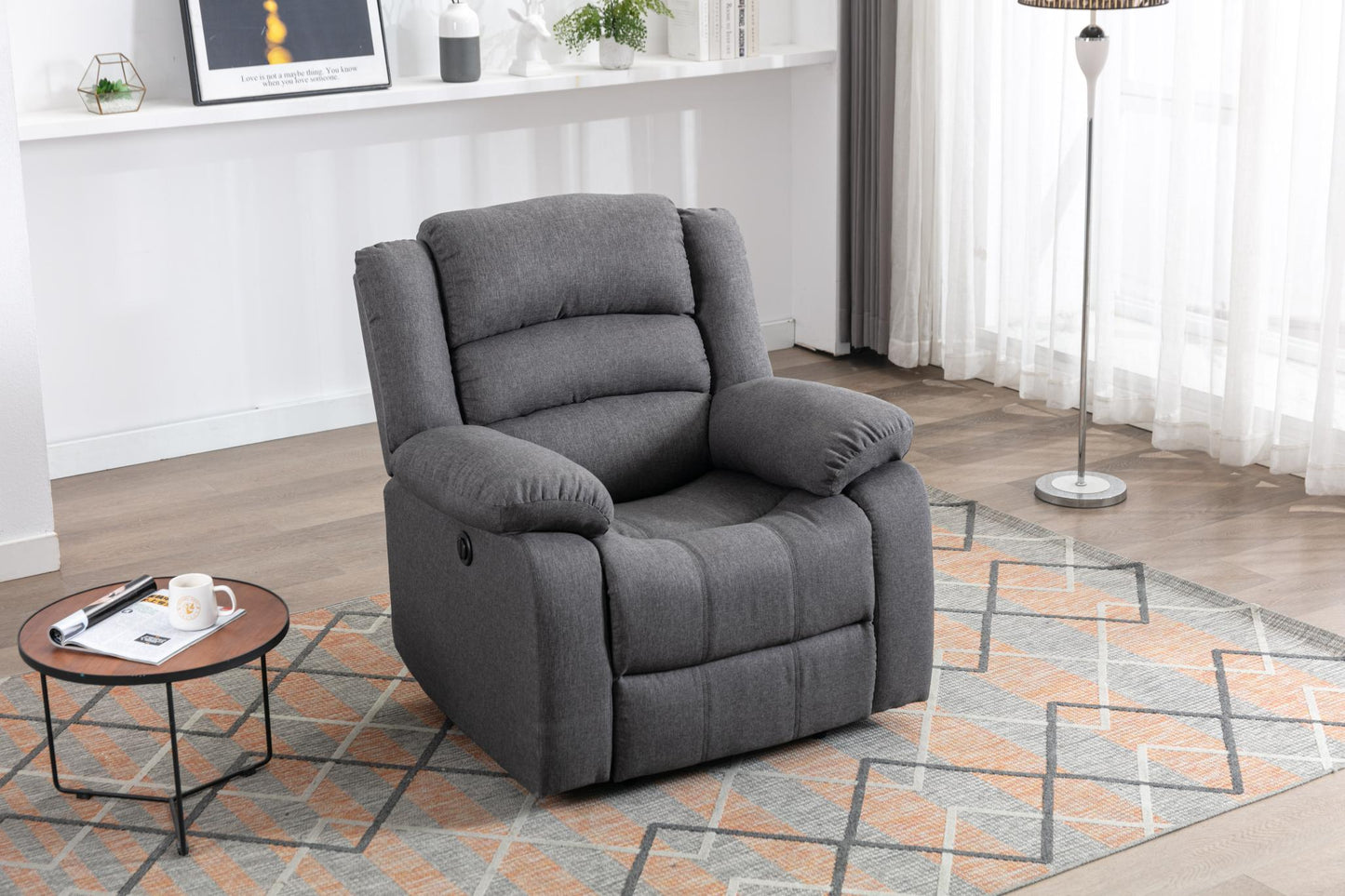 Classic Electric Recliner with Soft Cushion and Back, Armchair