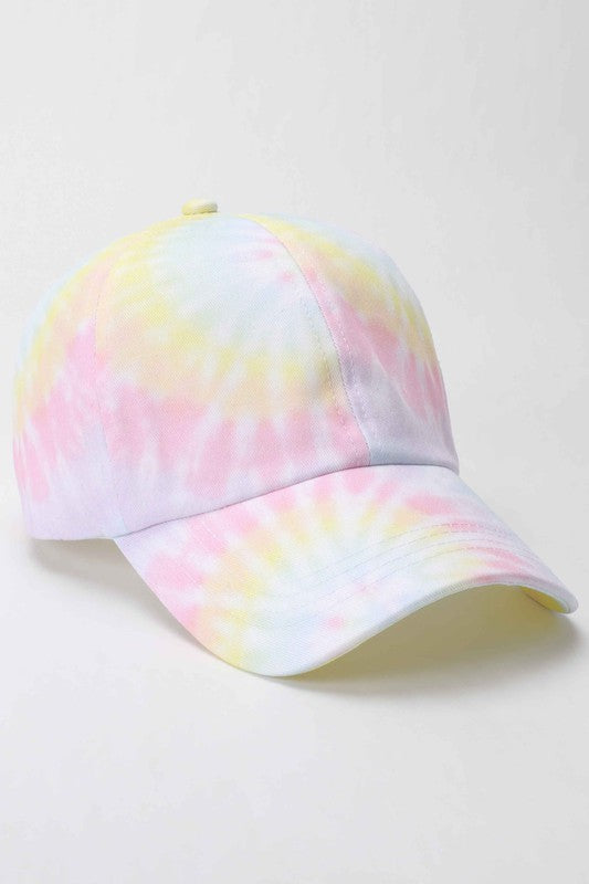 Pastel Spiral Tie Dye Cotton Baseball Cap Hat