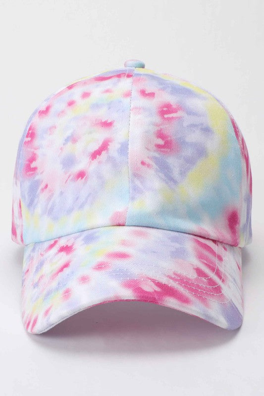 Pastel Spiral Tie Dye Cotton Baseball Cap Hat