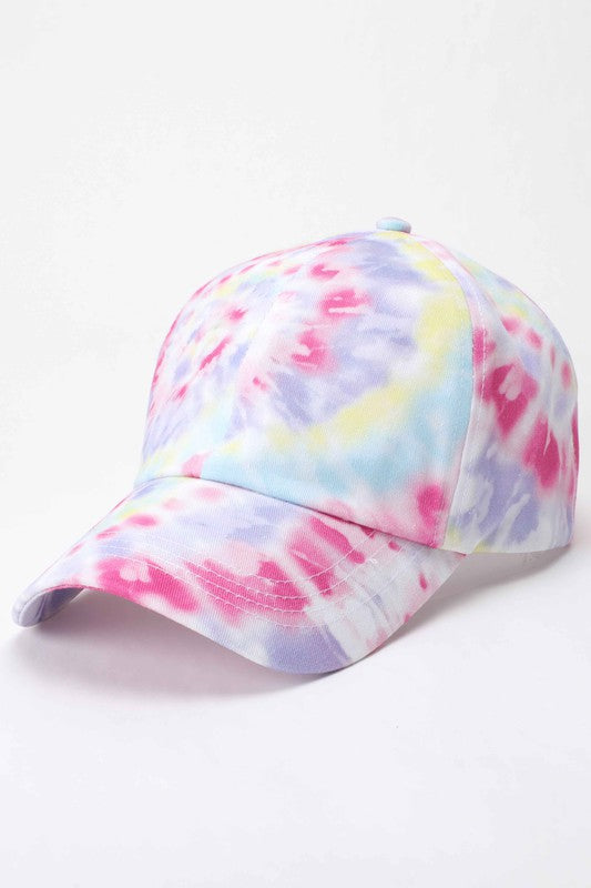 Pastel Spiral Tie Dye Cotton Baseball Cap Hat