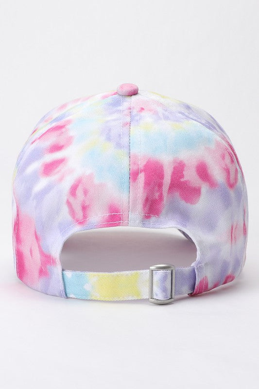 Pastel Spiral Tie Dye Cotton Baseball Cap Hat