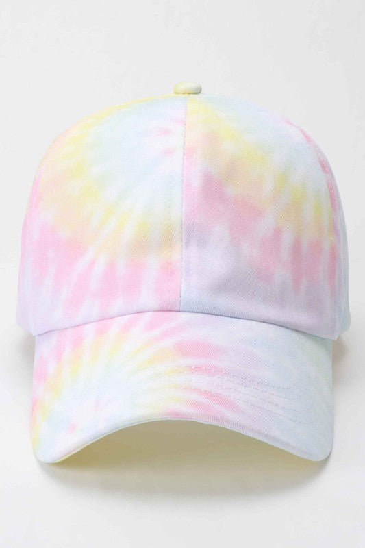 Pastel Spiral Tie Dye Cotton Baseball Cap Hat