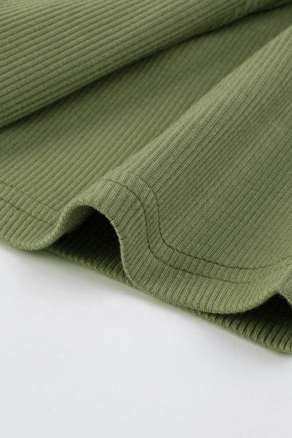 Army Green Casual Crisscross Ribbed Knit  Plus Size Tee *