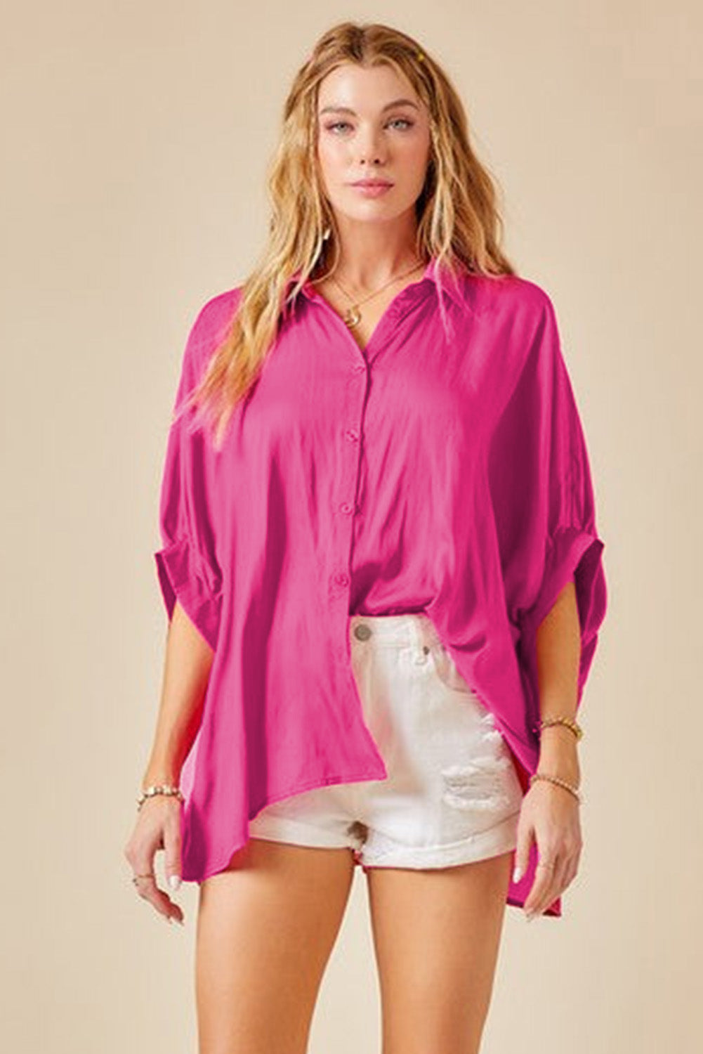 Casual Dolman Oversize Button Shirt *