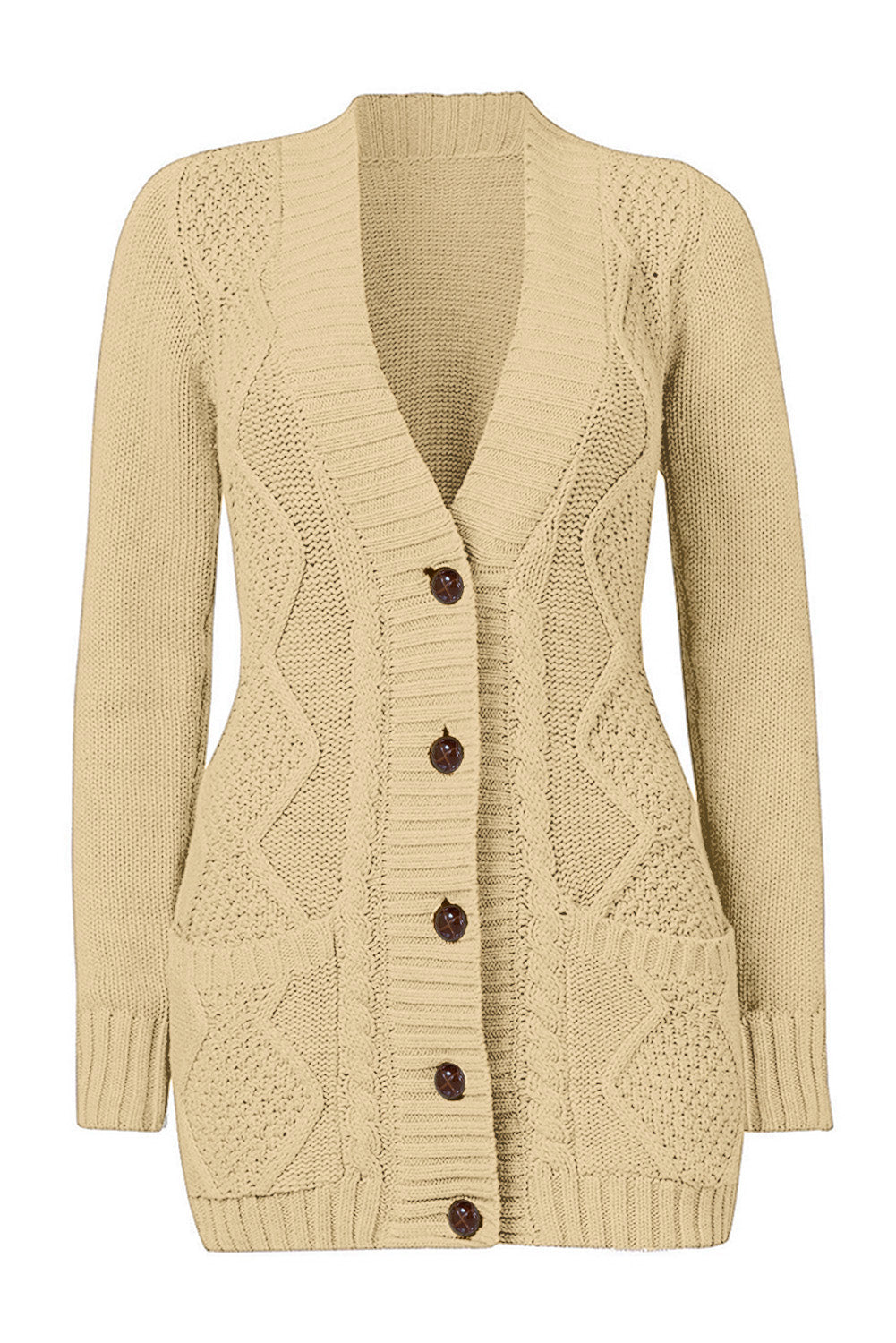 Color Block Button Up Closure Knitted Cardigan with Pocket *