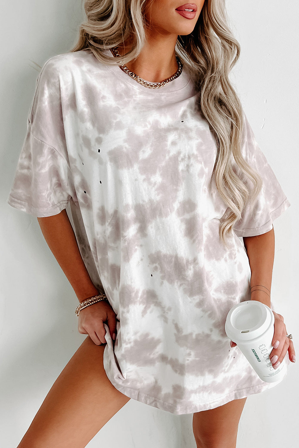 Multicolor Tie Dye Casual Short Sleeve T Shirt Dress *