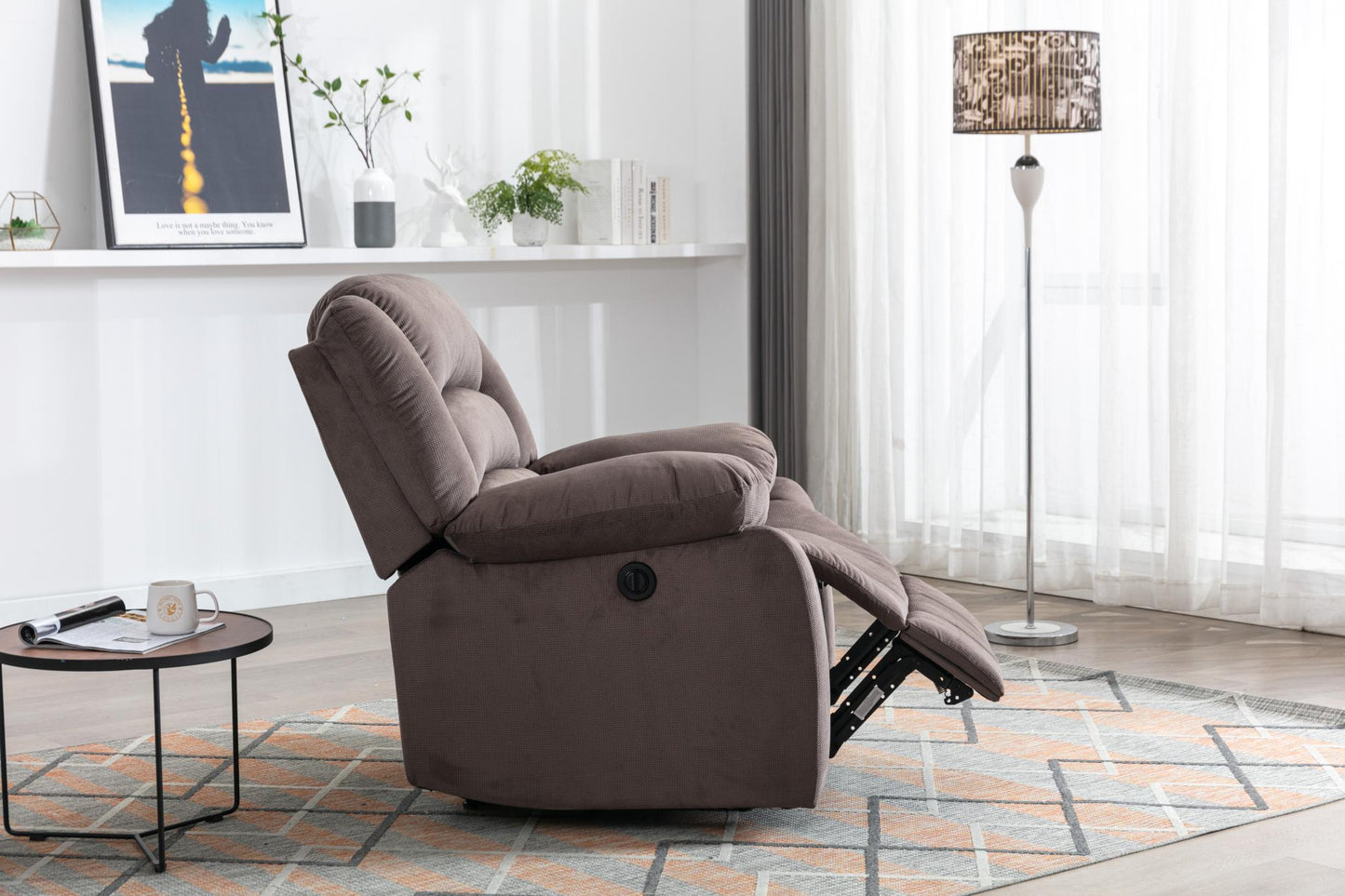 Classic Electric Recliner with Soft Cushion and Back, Armchair