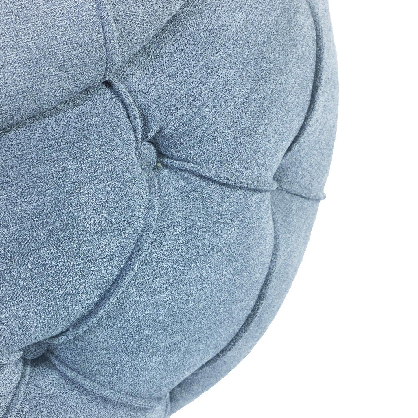 Large Button Tufted Woven Round Storage Footstool