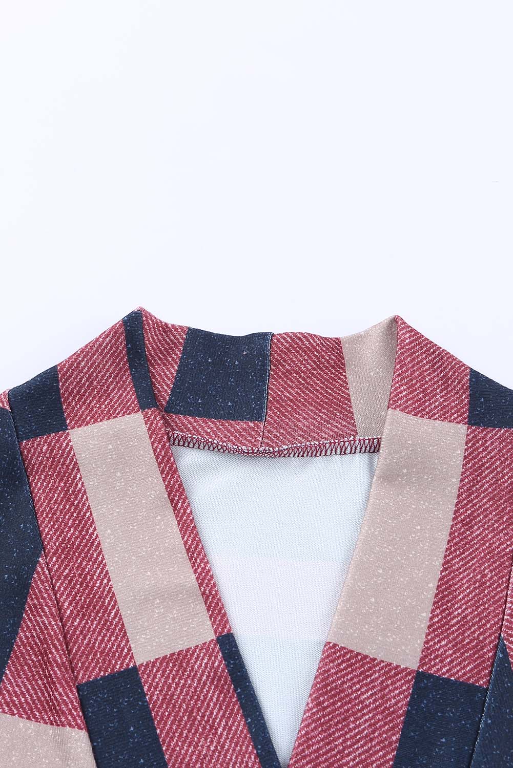 Plaid Casual Draped Open Front Cardigan *