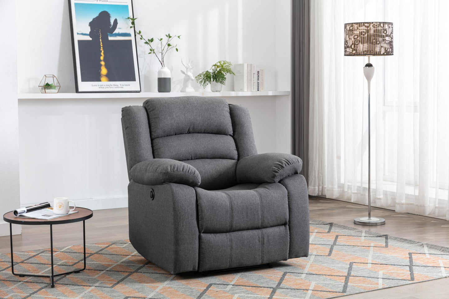 Classic Electric Recliner with Soft Cushion and Back, Armchair