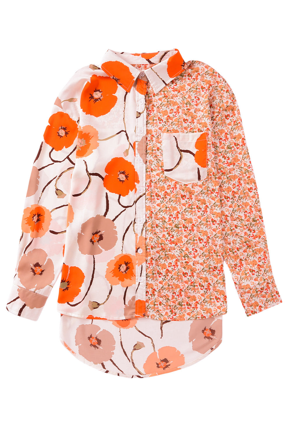 Bohemian Floral Pockets Patchwork Button Up Shirt *