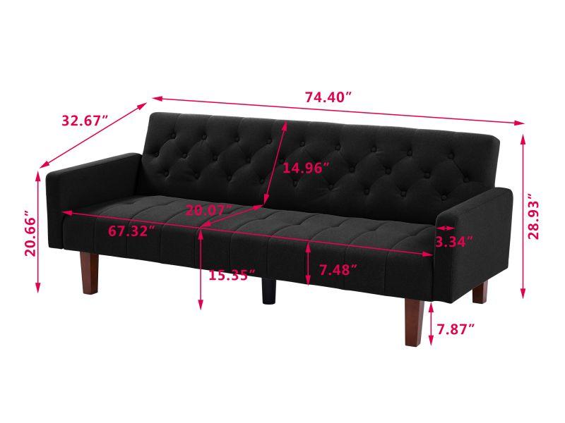 Factory Tufted Back Sofa Mid-Century Convertible Sofa Bed for Living Room