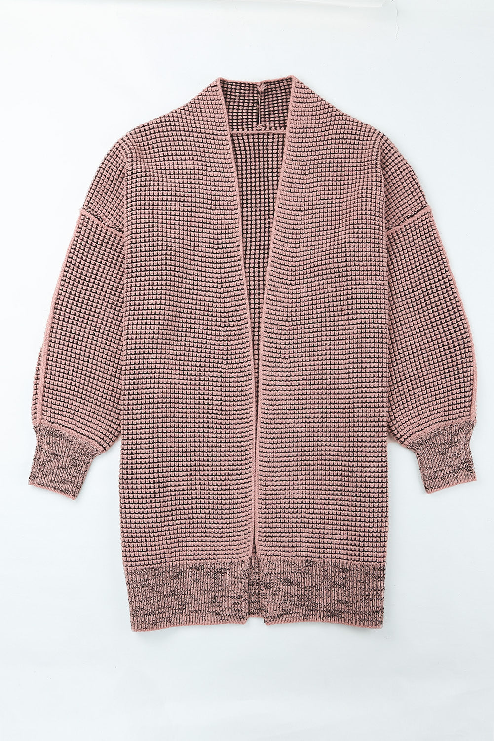 Pink Plaid Contrast Trim Casual Knit Long Cardigan*