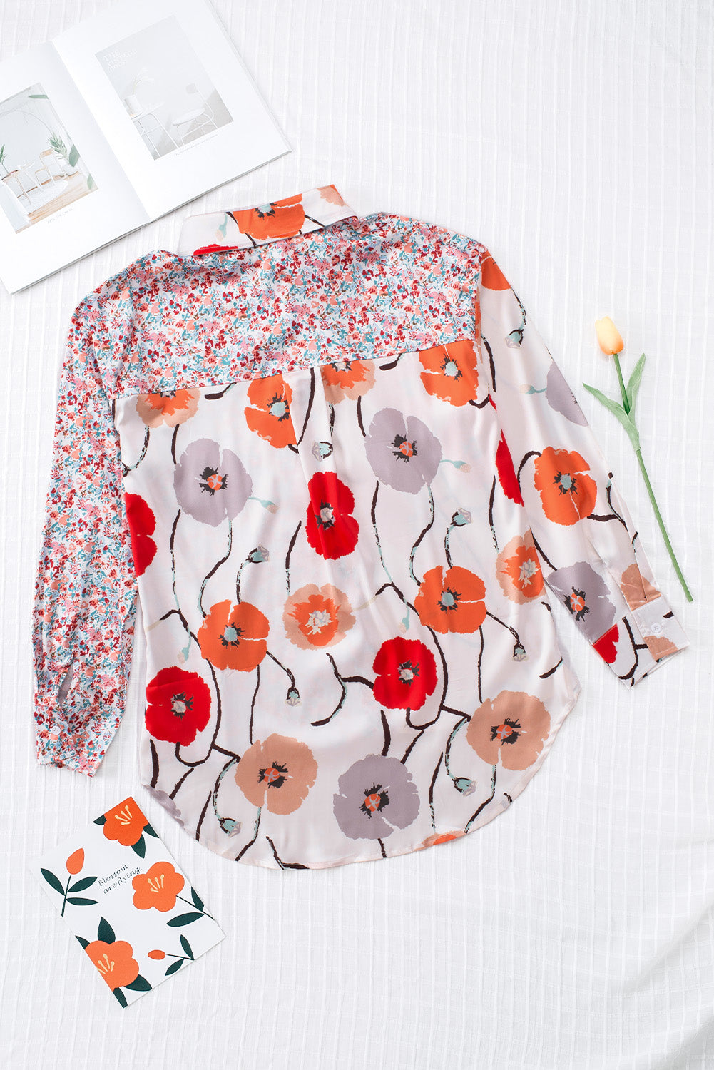 Bohemian Floral Pockets Patchwork Button Up Shirt *