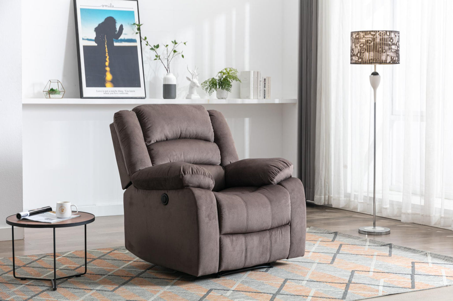 Classic Electric Recliner with Soft Cushion and Back, Armchair