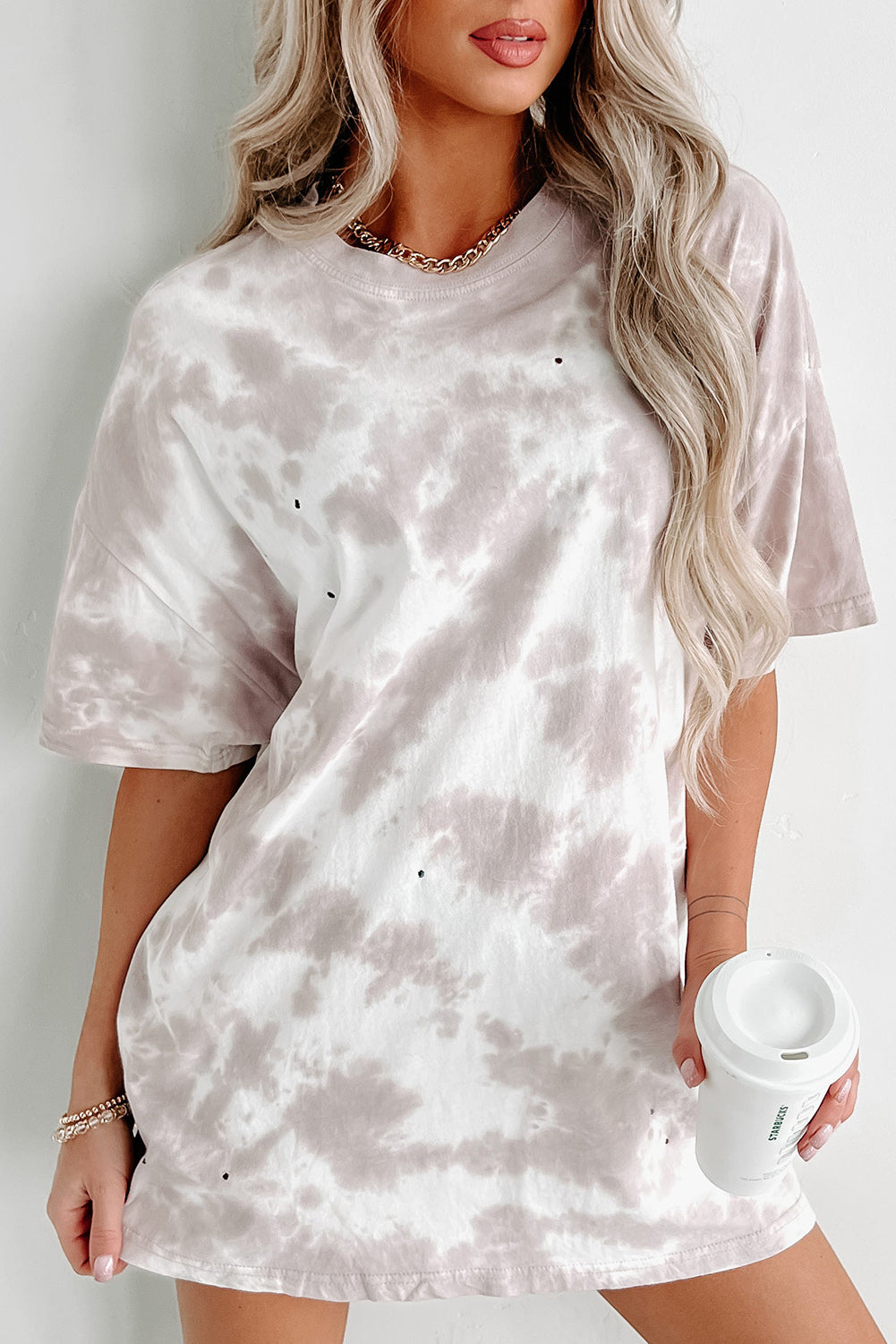 Multicolor Tie Dye Casual Short Sleeve T Shirt Dress *