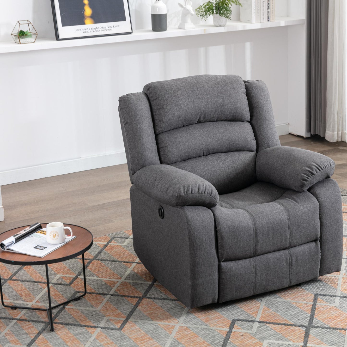 Classic Electric Recliner with Soft Cushion and Back, Armchair