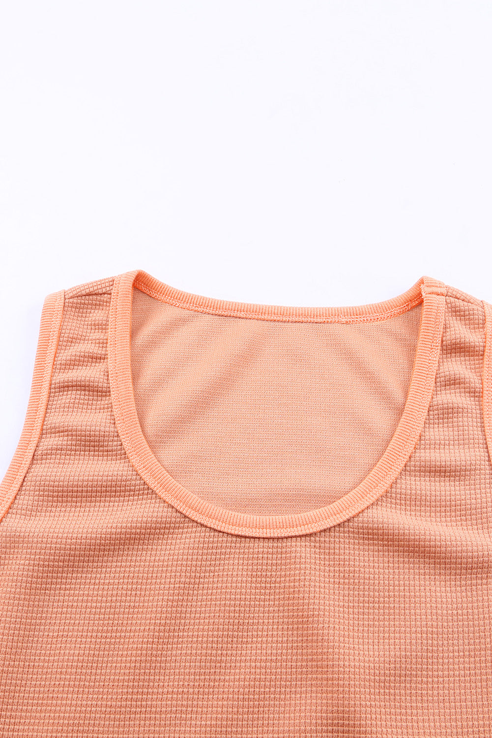 Grey Plain Basic Waffle Knit U Neck Tank Top