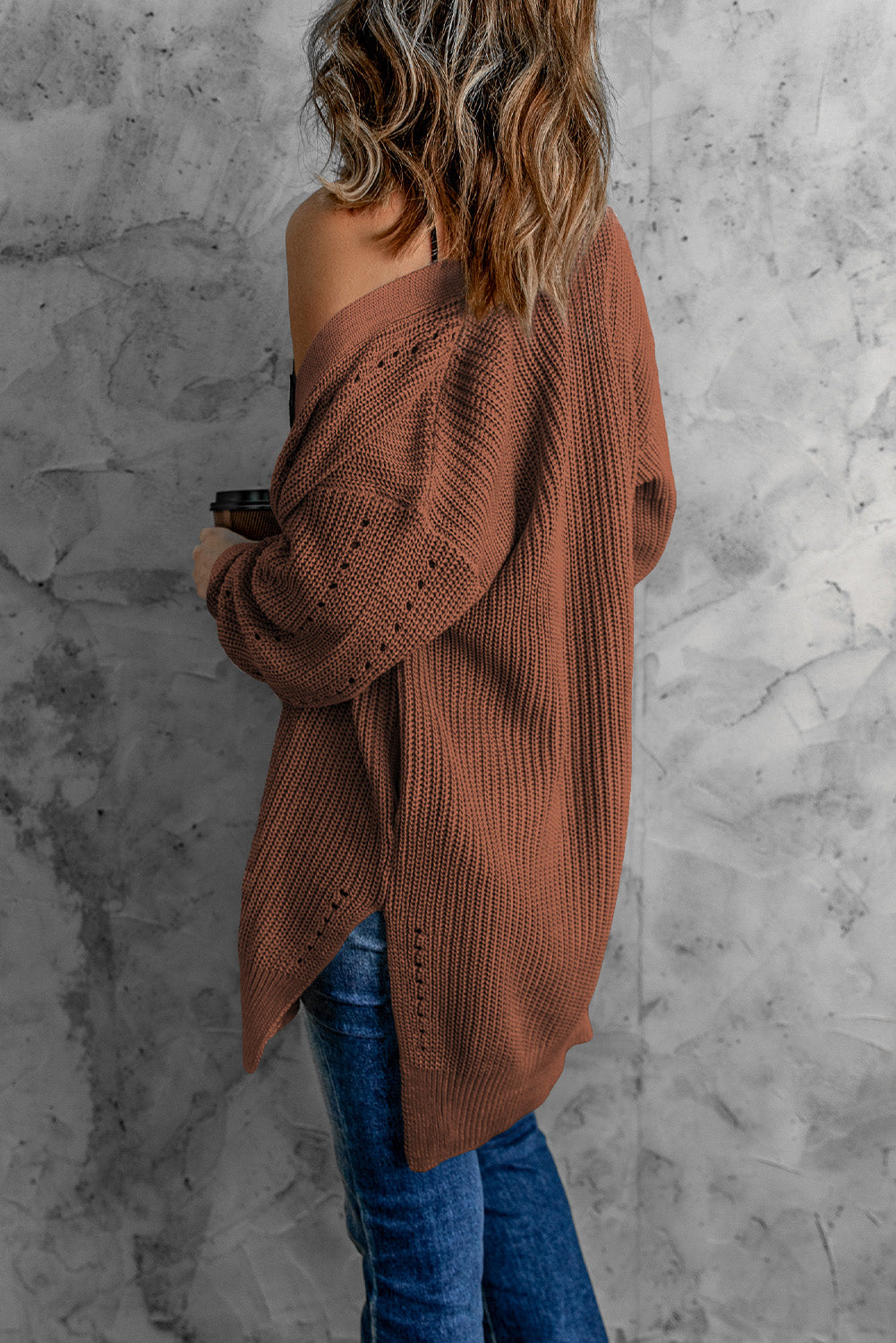 Khaki Fall Long Sleeve Long Cardigan Sweater *