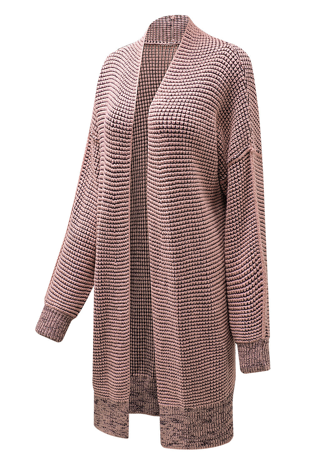 Pink Plaid Contrast Trim Casual Knit Long Cardigan*