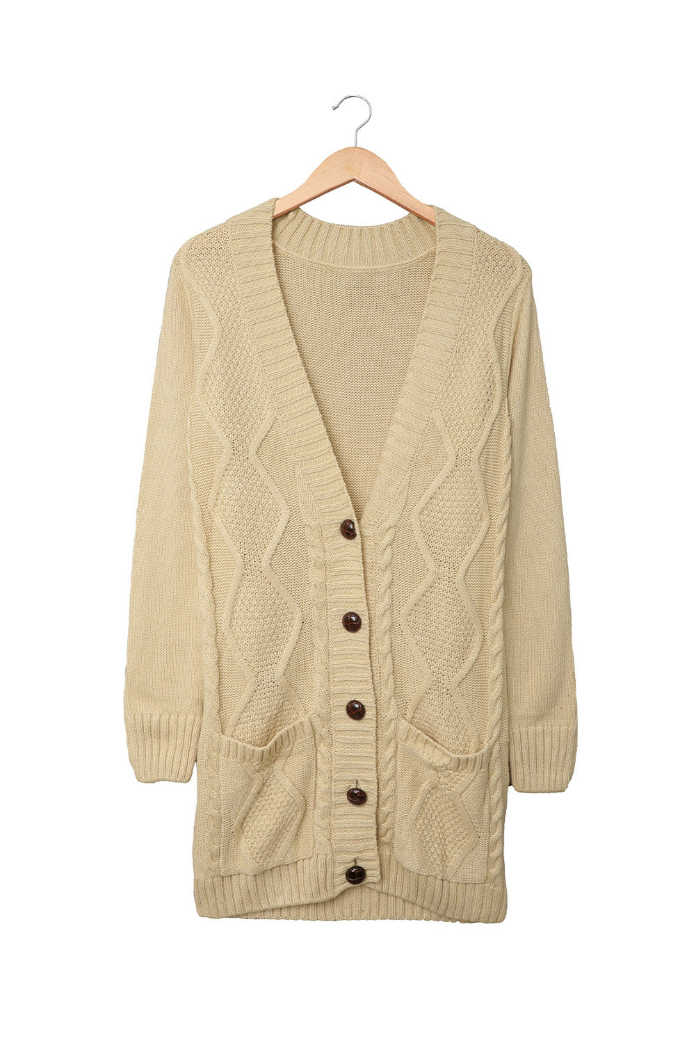 Color Block Button Up Closure Knitted Cardigan with Pocket *