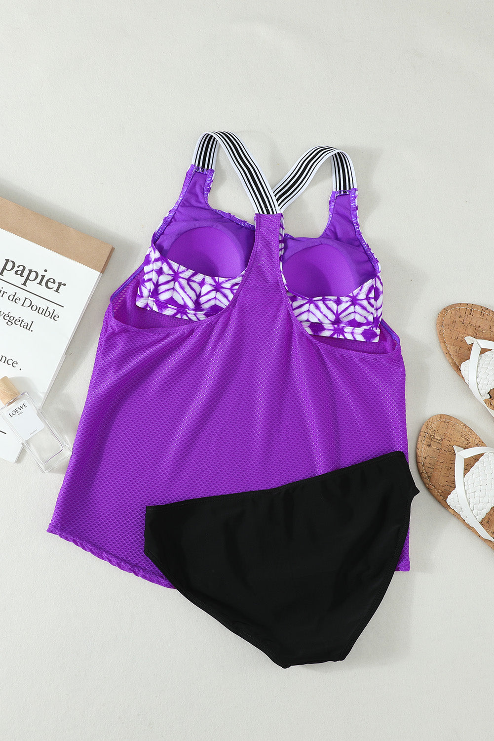 Printed Splicing Racerback Tankini Swimsuit *