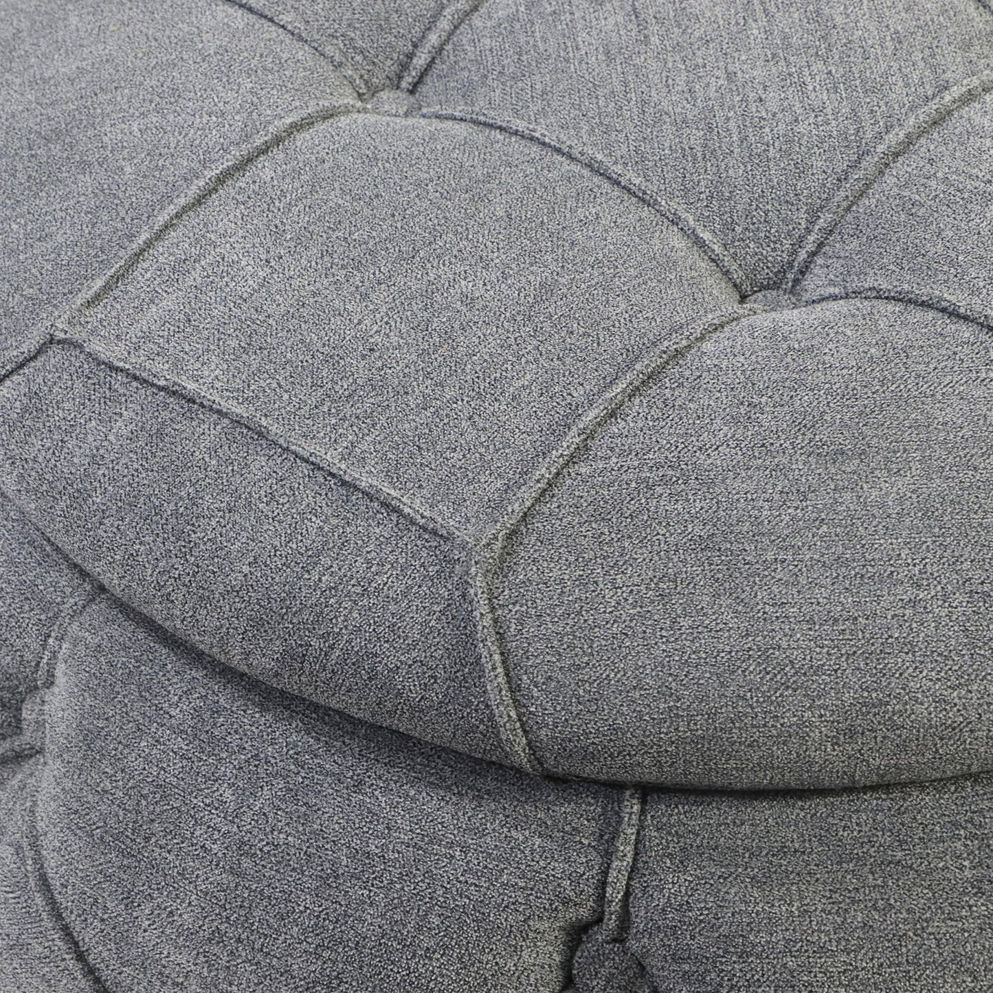 Large Button Tufted Woven Round Storage Footstool