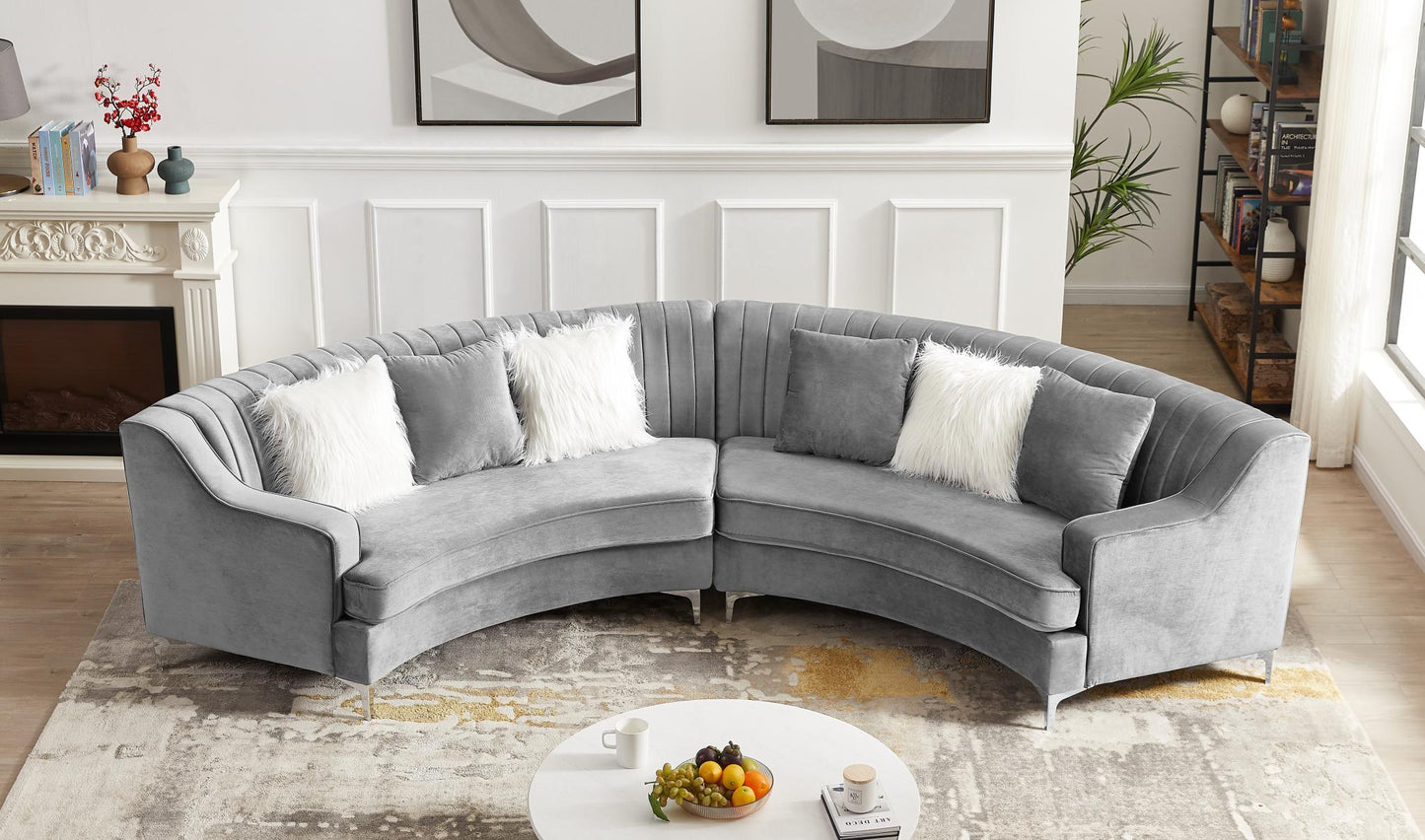 Velvet Curved Oversize Sofa for Living Room