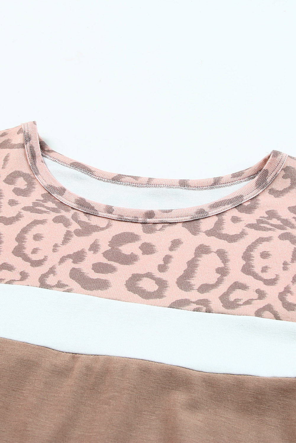 Khaki Leopard Color Block Plus Size Top *