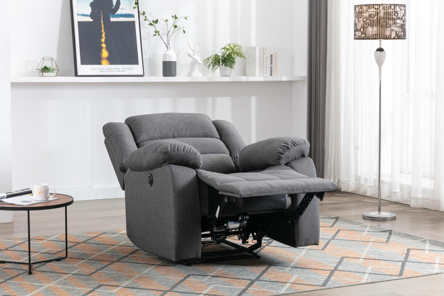 Classic Electric Recliner with Soft Cushion and Back, Armchair