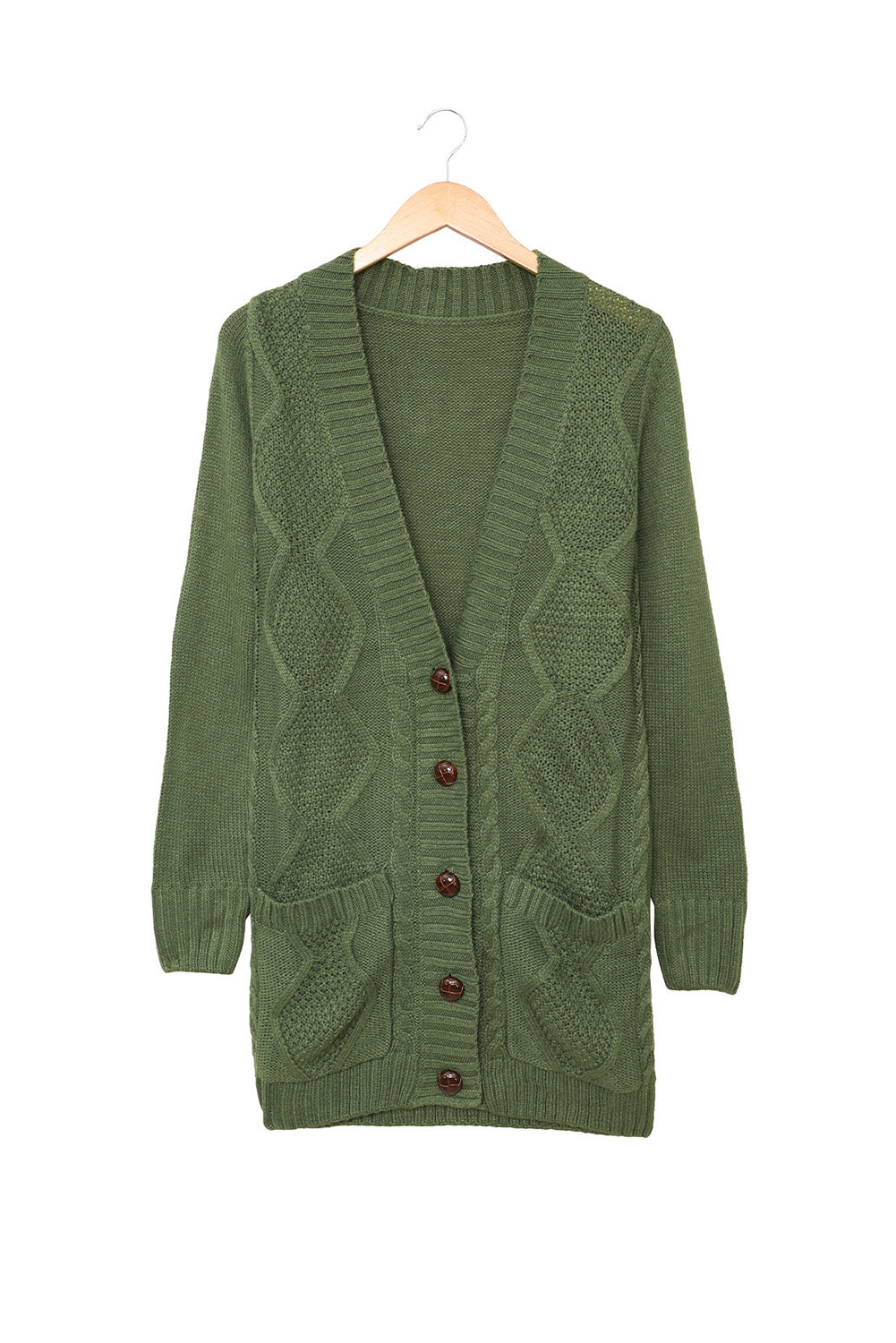 Color Block Button Up Closure Knitted Cardigan with Pocket *