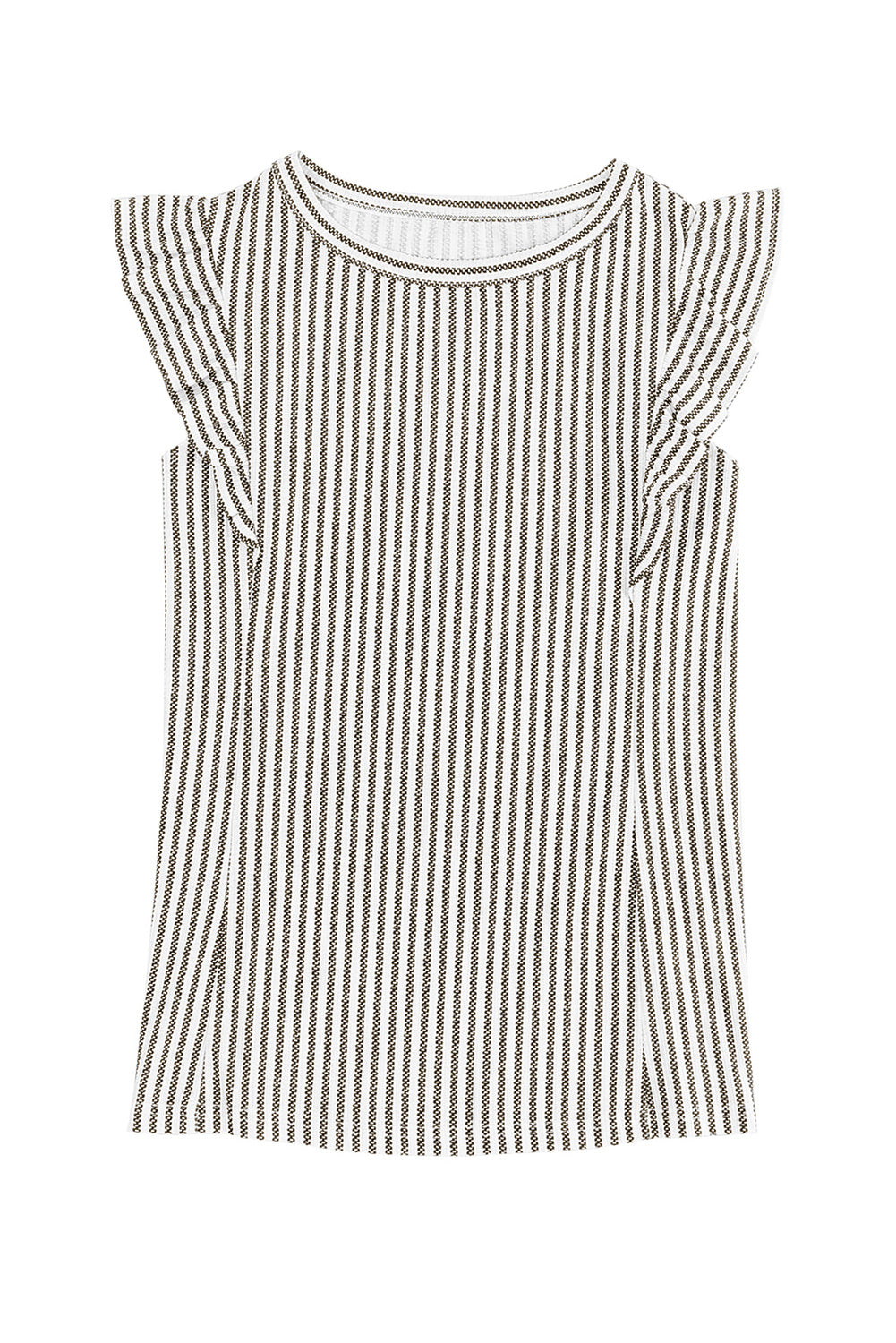 Grey Casual Striped Print Ruffle Summer Top *