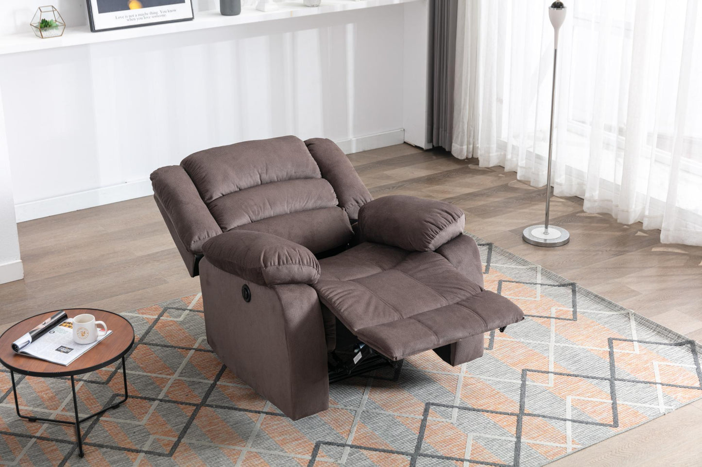 Classic Electric Recliner with Soft Cushion and Back, Armchair