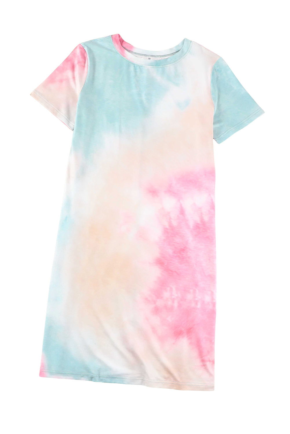 Multicolor Tie Dye Casual Short Sleeve T Shirt Dress *