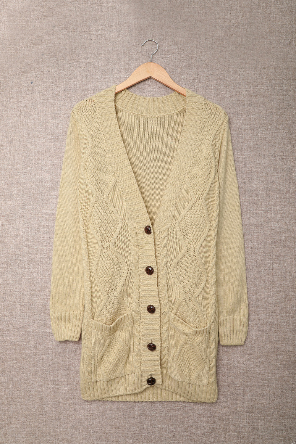 Color Block Button Up Closure Knitted Cardigan with Pocket *