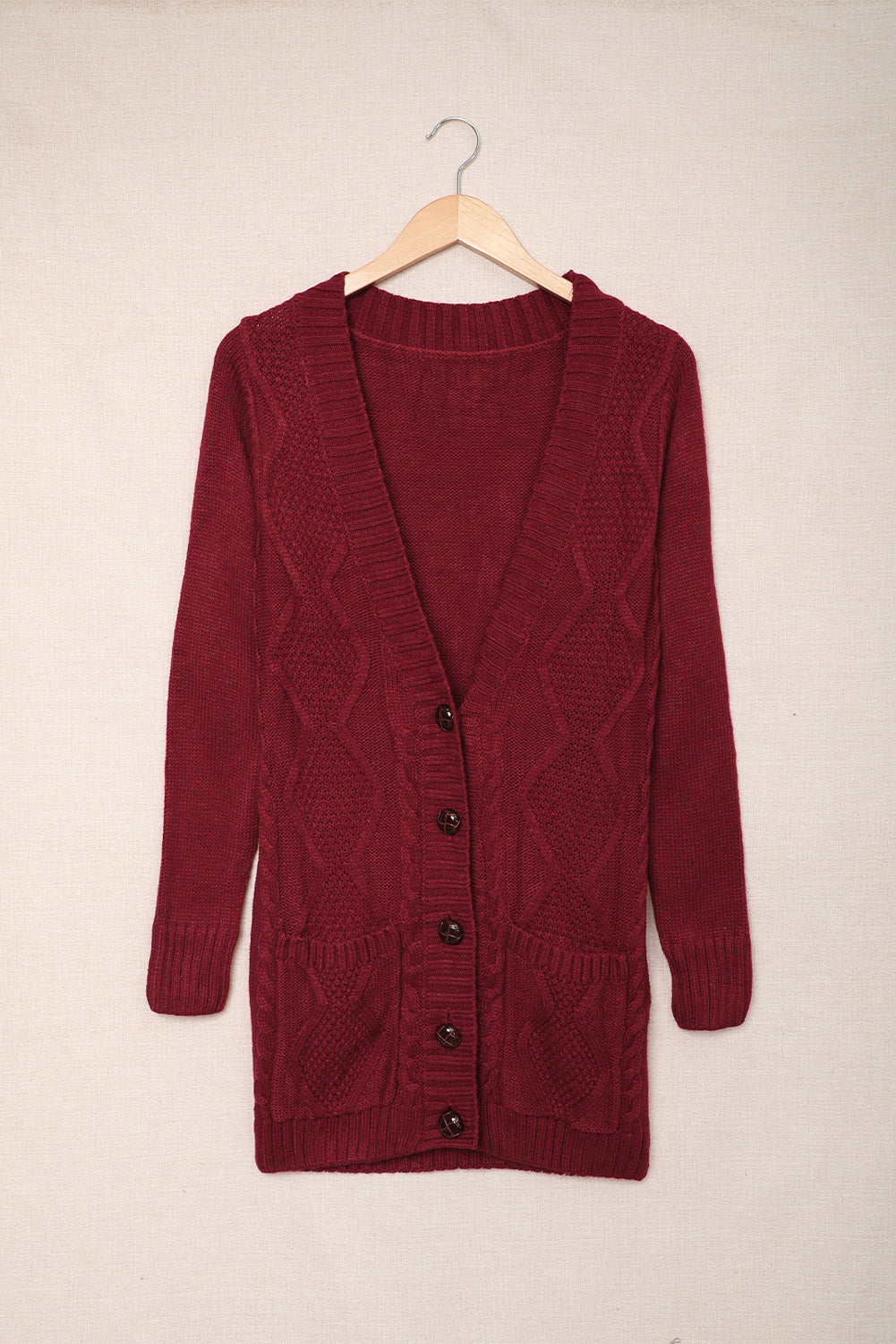 Color Block Button Up Closure Knitted Cardigan with Pocket *