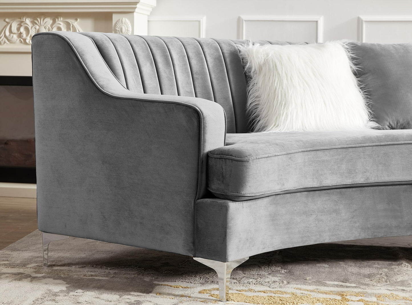 Velvet Curved Oversize Sofa for Living Room