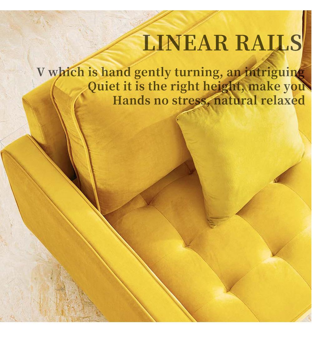 Modern Velvet fabric sofa 71" - Yellow