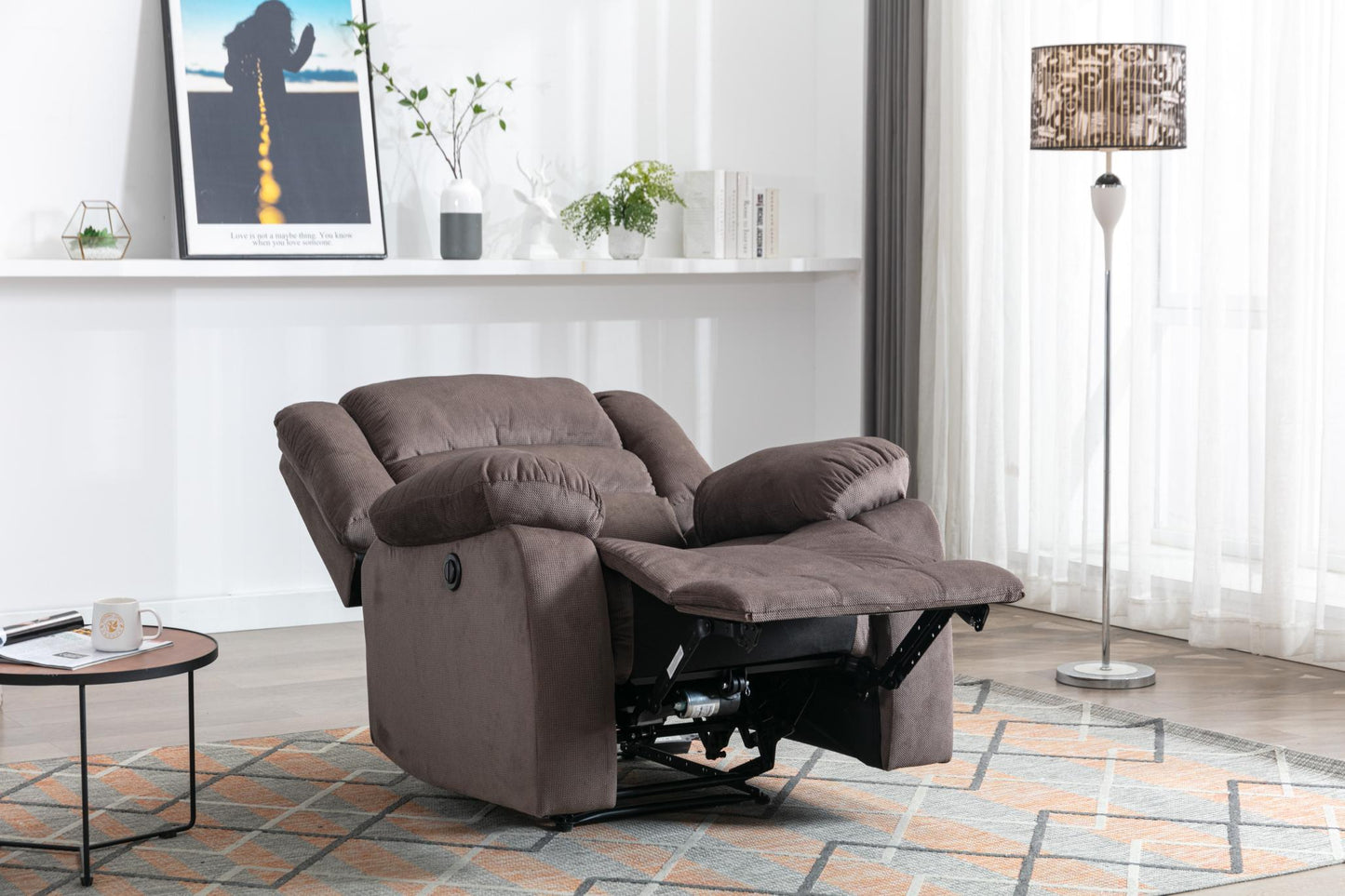 Classic Electric Recliner with Soft Cushion and Back, Armchair