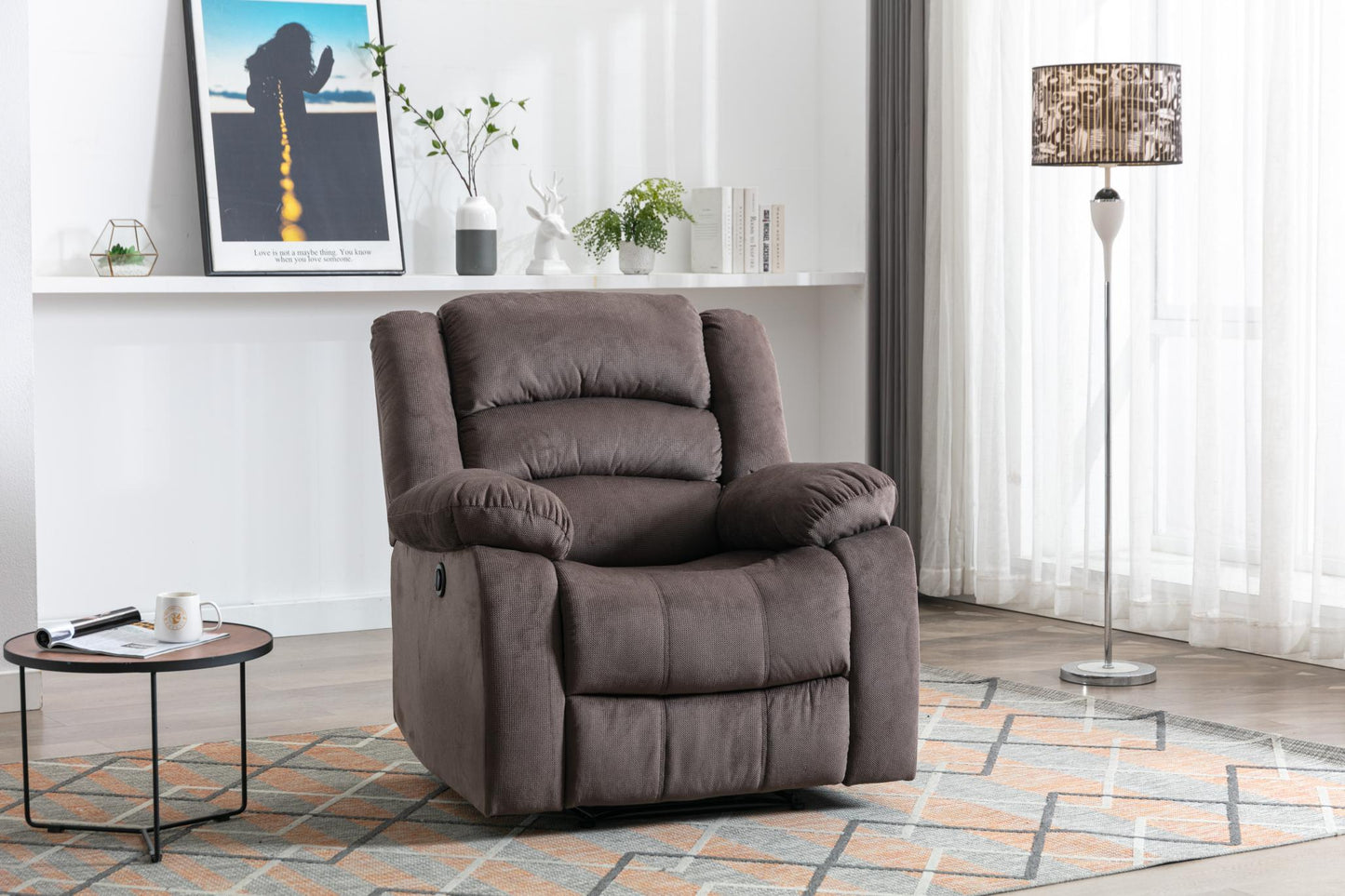 Classic Electric Recliner with Soft Cushion and Back, Armchair