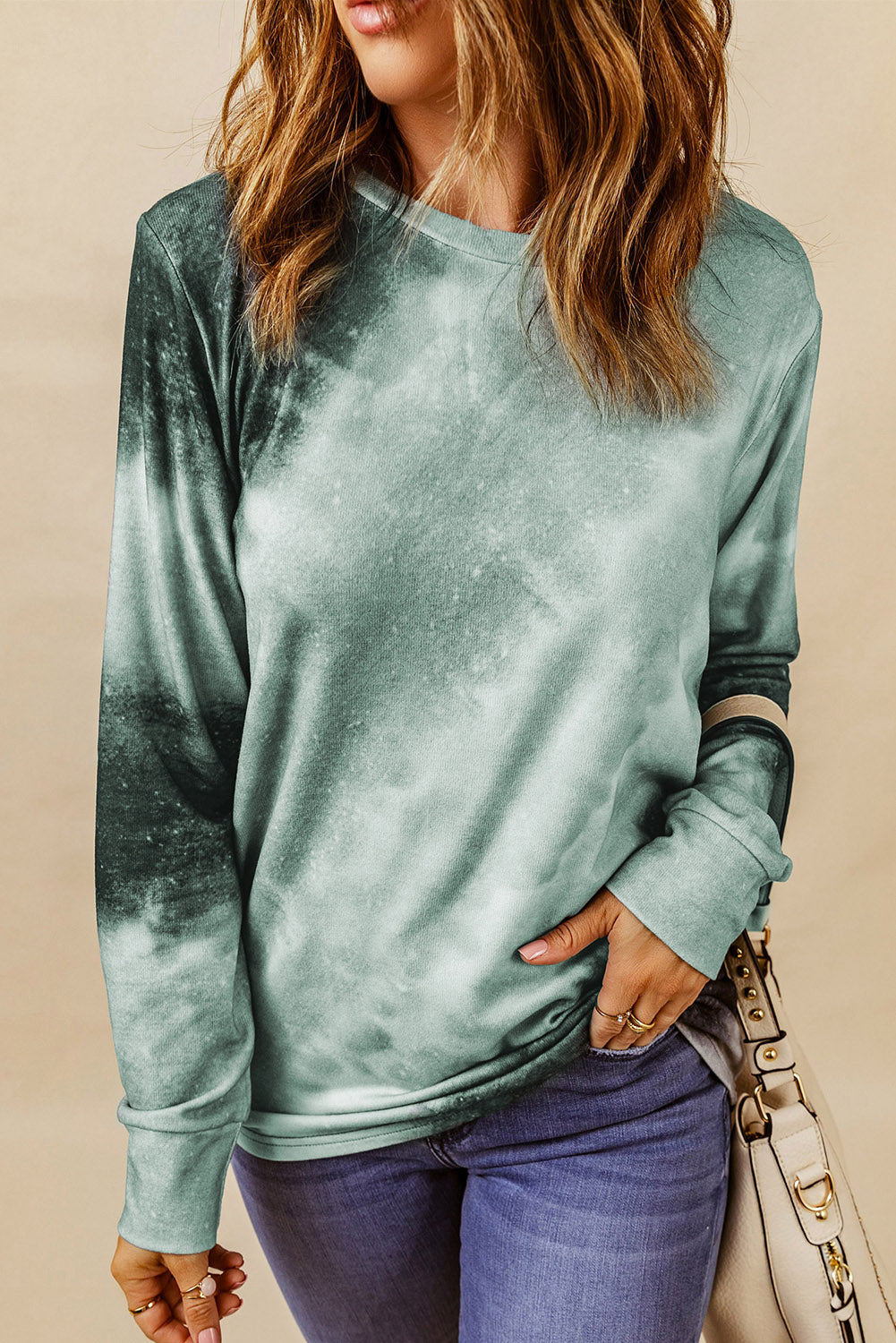 Ombre Grey Tie Dye Casual Long Sleeve Sweatshirt *