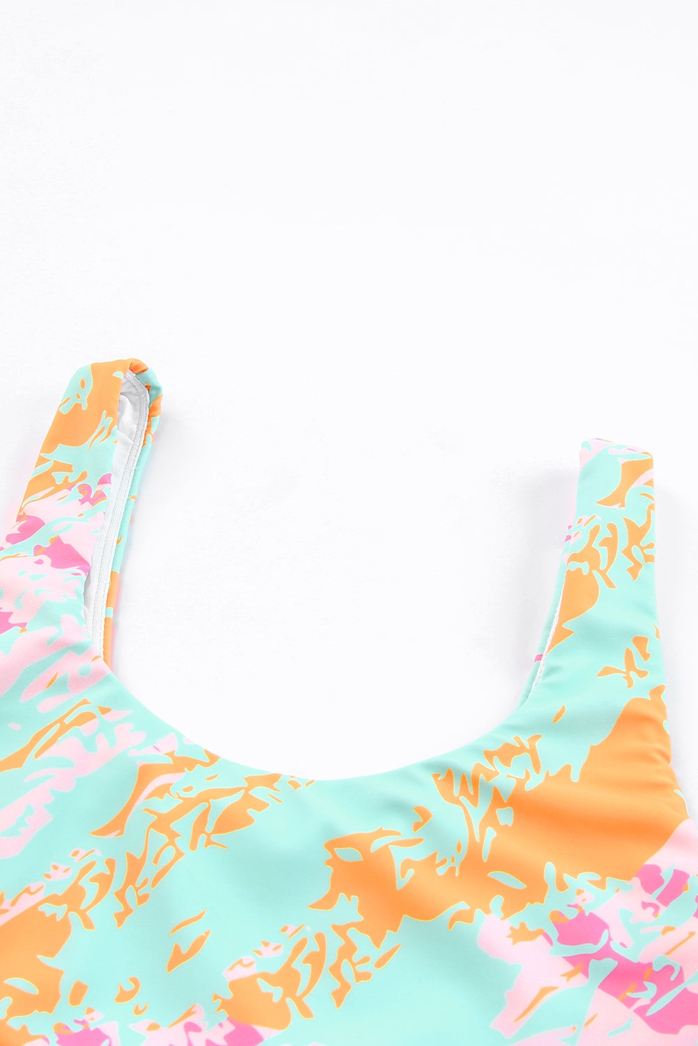 Light Blue Abstract Print High Waist Bikini Swimsuit *