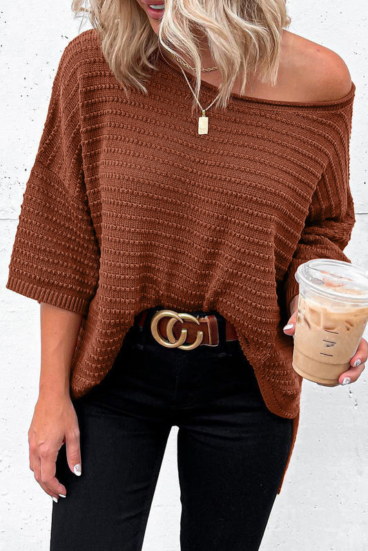 Casual Solid Rib-Knit Short Sleeve Top *