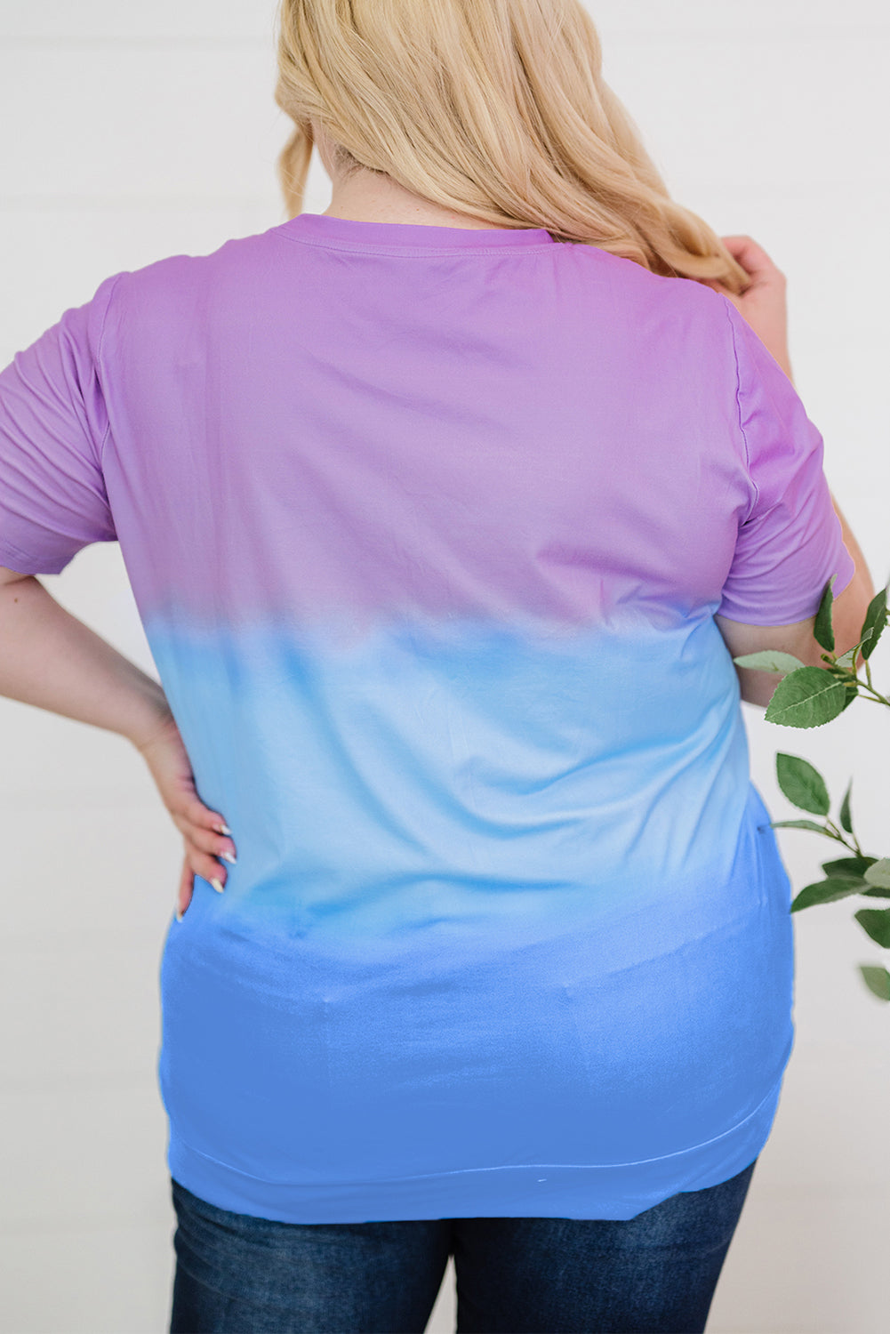 Casual Crew Neck Tie-dye Colorblock Plus Size Tee *