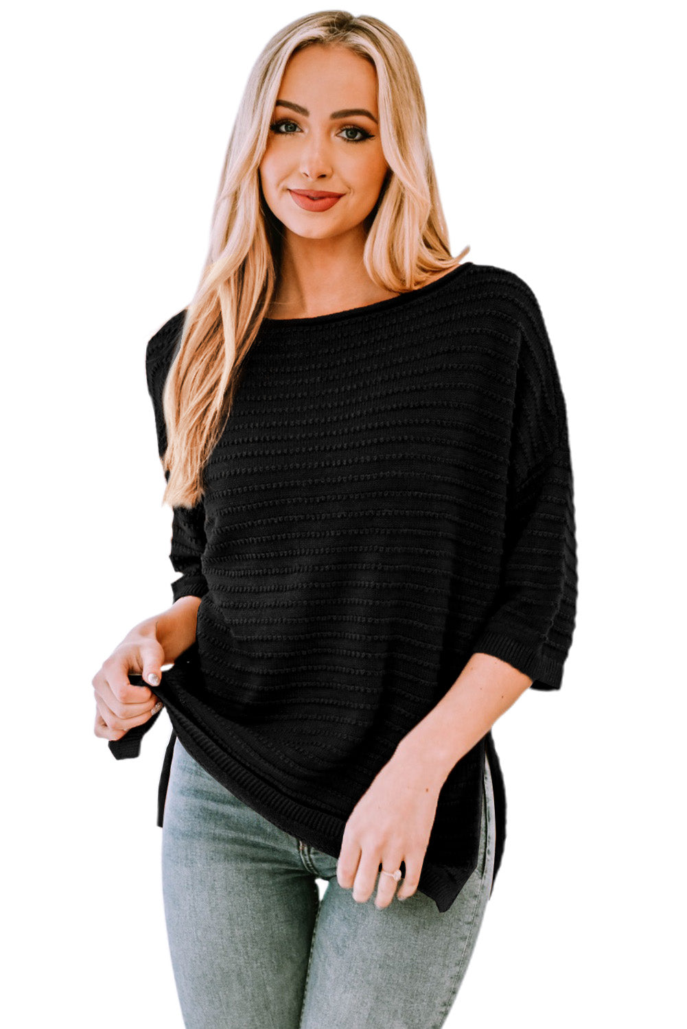 Casual Solid Rib-Knit Short Sleeve Top *