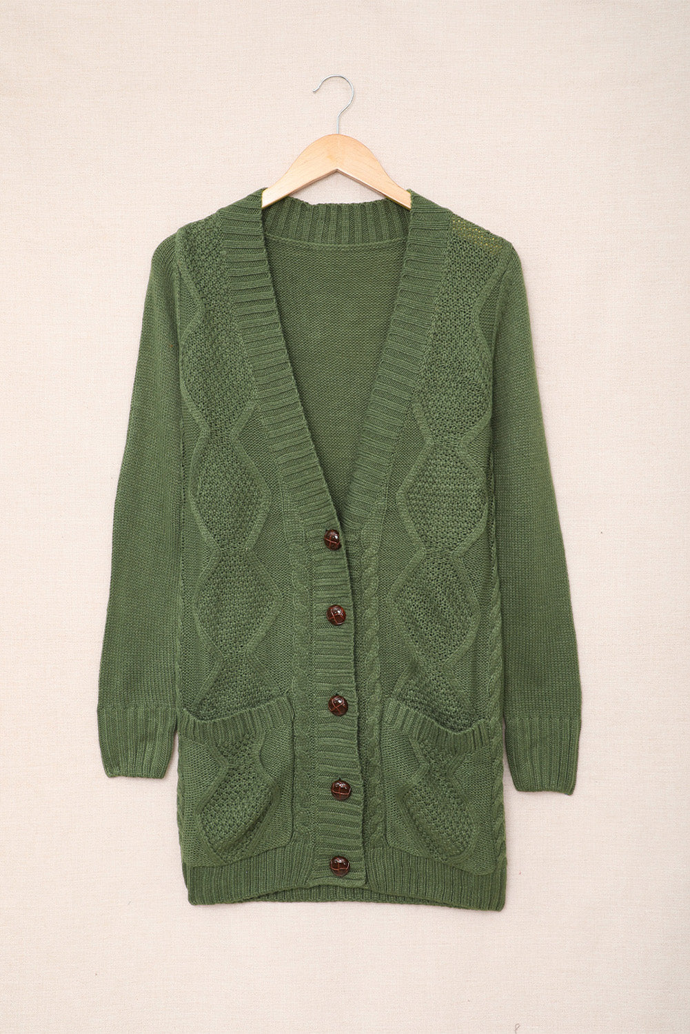 Color Block Button Up Closure Knitted Cardigan with Pocket *